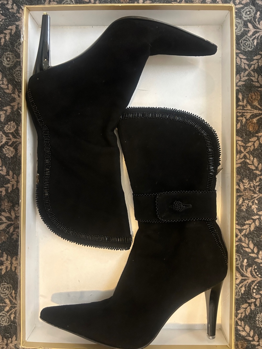 Sergio Rossi Black Suede Pointed-Toe Stiletto Ankle Boots